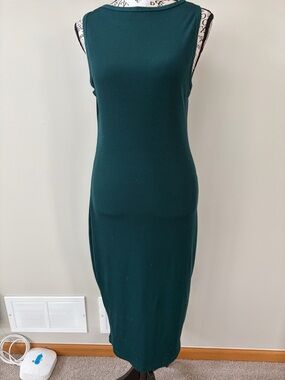 PrettyLittleThing Dark Teal Ribbed Sleeveless Midi Dress